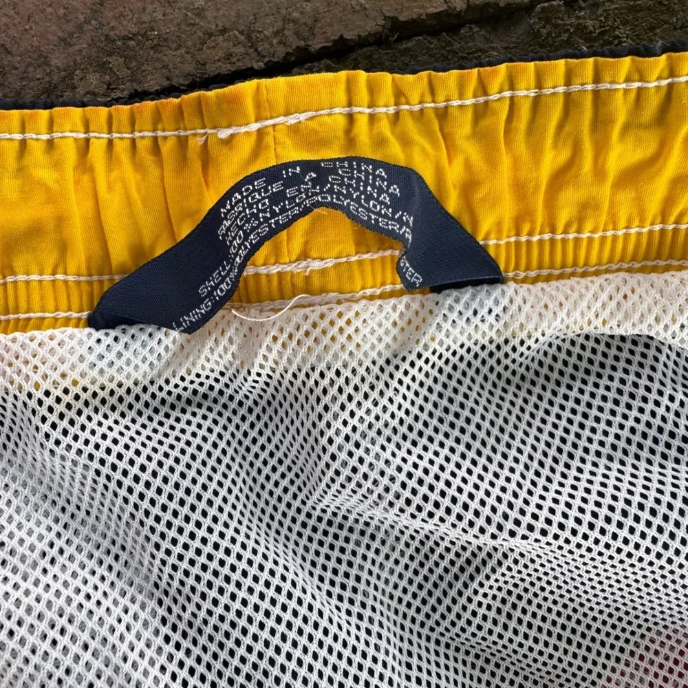 Tommy Hilfiger Mens XXL Colorblock Swim Trunks Navy Red White Vintage 90s Style